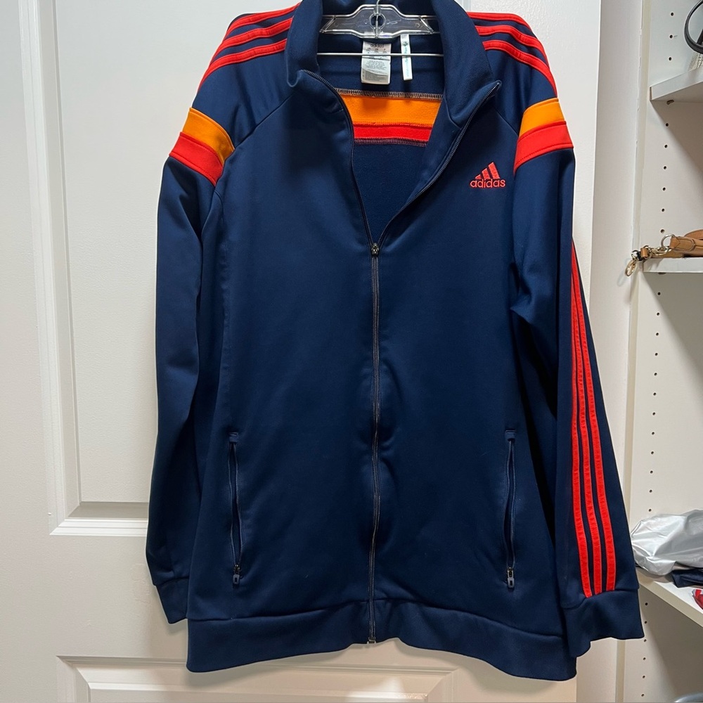 Adidas SE Anthem jacket navy blue - yellow- orange - red size 2XL